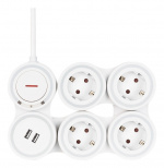 DELTACO Flexible 4-Socket Power strip, 1,4m, 16A 3500W, 2x USB-A, whit DELTACO Flexible 4-Socket Power strip, 1,4m, 16A 3500W, 2x USB-A, whit