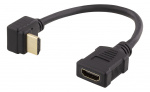 DELTACO Flexible HDMI adapter, 0,2m, right-down, HDMI M/F, UHD, black DELTACO Flexible HDMI adapter, 0,2m, right-down, HDMI M/F, UHD, black