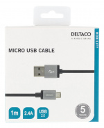 DELTACO USB cable, braided, Type A ha - Type Micro B, 1m, black DELTACO USB cable, braided, Type A ha - Type Micro B, 1m, black