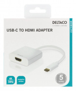 DELTACO USB-C to HDMI adapter, 4096x2160 30Hz, white DELTACO USB-C to HDMI adapter, 4096x2160 30Hz, white