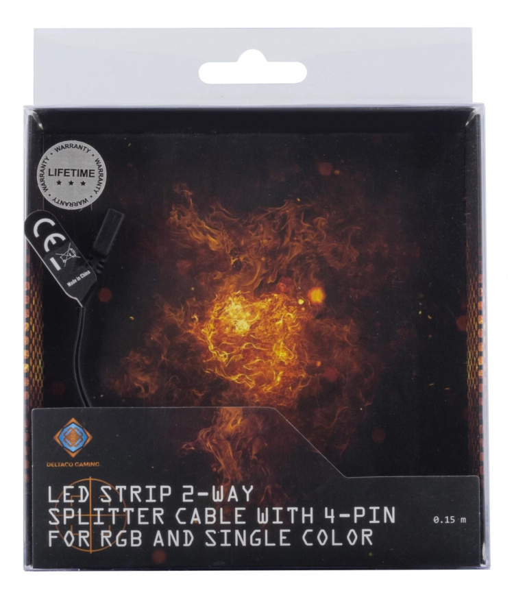 DELTACO GAMING 2-way LED Strip splitter cable, passive, 4-pin, 0.15m, DELTACO GAMING 2-way LED Strip splitter cable, passive, 4-pin, 0.15m,