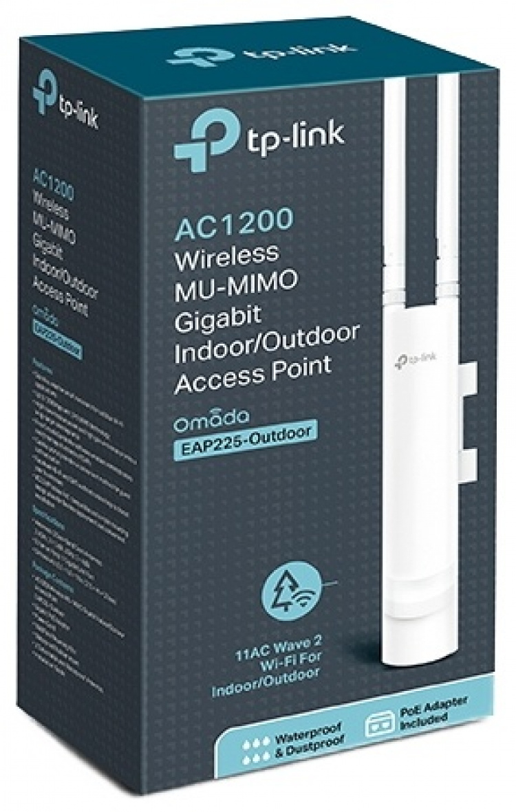 TP-Link Omada Outdoor WiFi AP, Gigabit, 2x2 MU-MIMO, Passive PoE, Face TP-Link Omada Outdoor WiFi AP, Gigabit, 2x2 MU-MIMO, Passive PoE, Face