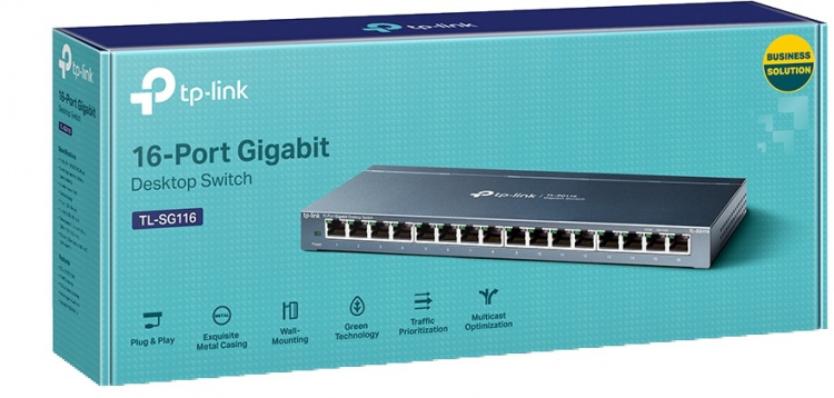 TP-LINK 16-Port desktop switch, Gigabit, plug and play, white TP-LINK 16-Port desktop switch, Gigabit, plug and play, white