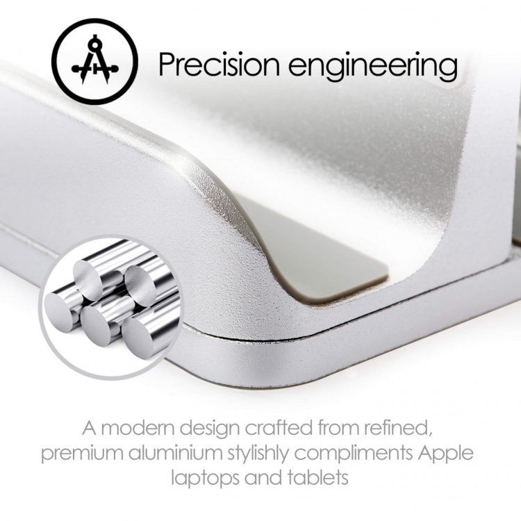 Desire2 Dual Table Stand for Tablets Mac/Ultrabooks Adjustable Aluminum Silver