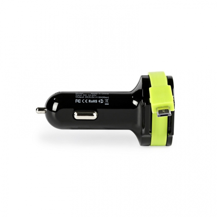 Sweex Car Charger 3-Outputs 6 A 2x USB / Micro USB Black/Green Sweex Car Charger 3-Outputs 6 A 2x USB / Micro USB Black/Green