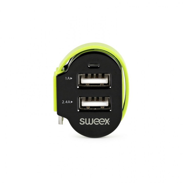 Sweex Car Charger 3-Outputs 6 A 2x USB / Micro USB Black/Green Sweex Car Charger 3-Outputs 6 A 2x USB / Micro USB Black/Green