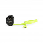 Sweex Car Charger 3-Outputs 6 A 2x USB / Micro USB Black/Green Sweex Car Charger 3-Outputs 6 A 2x USB / Micro USB Black/Green