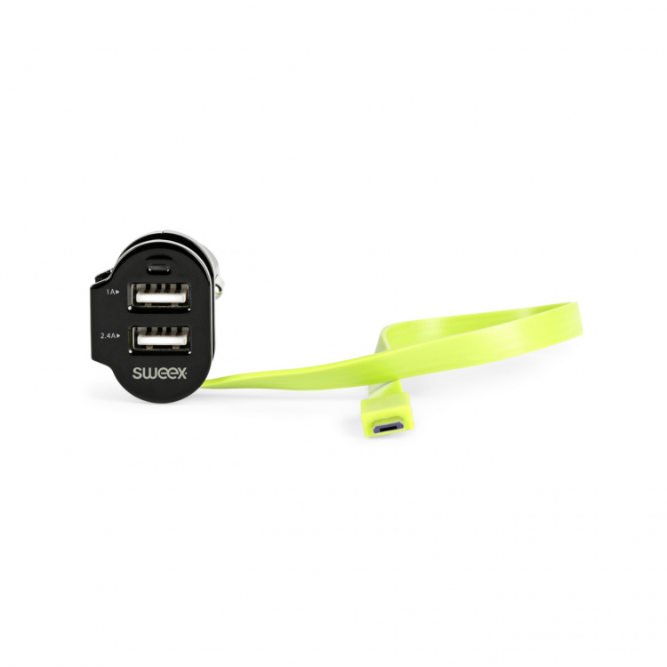 Sweex Car Charger 3-Outputs 6 A 2x USB / Micro USB Black/Green Sweex Car Charger 3-Outputs 6 A 2x USB / Micro USB Black/Green