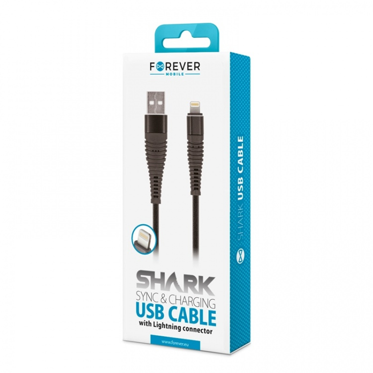 Forever Lightning cable Shark for iPhone - Black Forever Lightning cable Shark for iPhone - Black