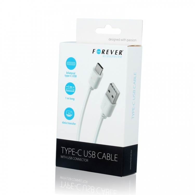 Forever USB-kabel, typ-C, vit Forever USB-kabel, typ-C, vit