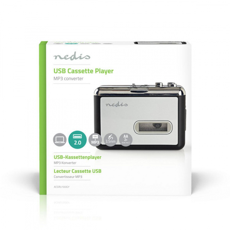 Nedis Cassette Converter | Portable | Accessories: USB-Cable | Battery Powered / USB Powered Nedis Cassette Converter | Portable | Accessories: USB-Cable | Battery Powered / USB Powered