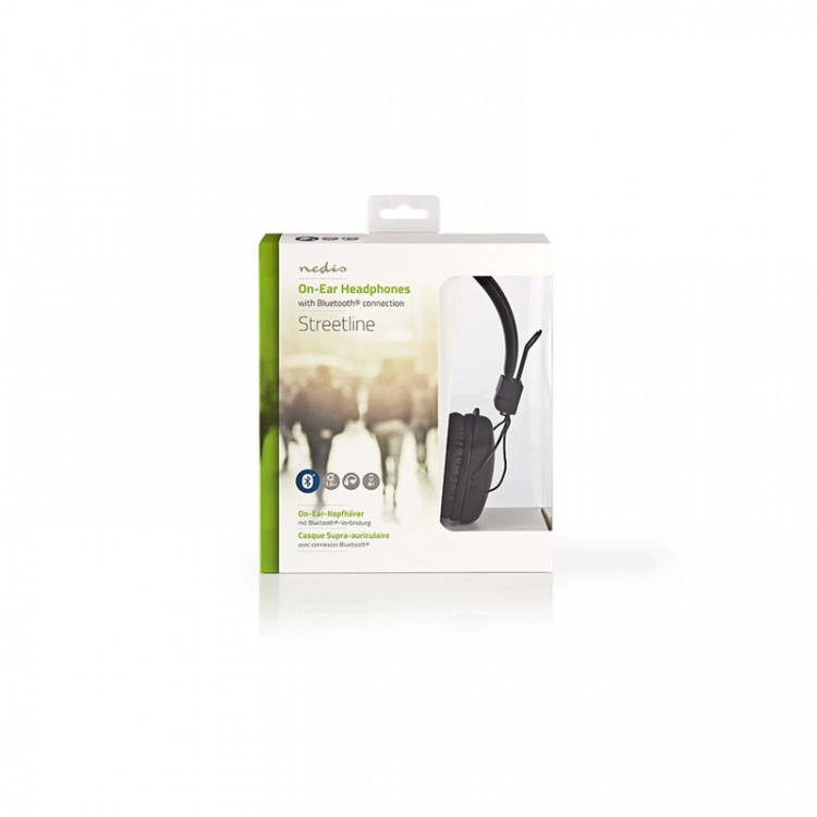 Nedis Wireless On-Ear Headphones | Battery play time: 15 hrs | Built-in microphone | Press Control | Voice control support | Volume control | Black Nedis Wireless On-Ear Headphones | Battery play time: 15 hrs | Built-in microphone | Press Control | Voice control support | Volume control | Black