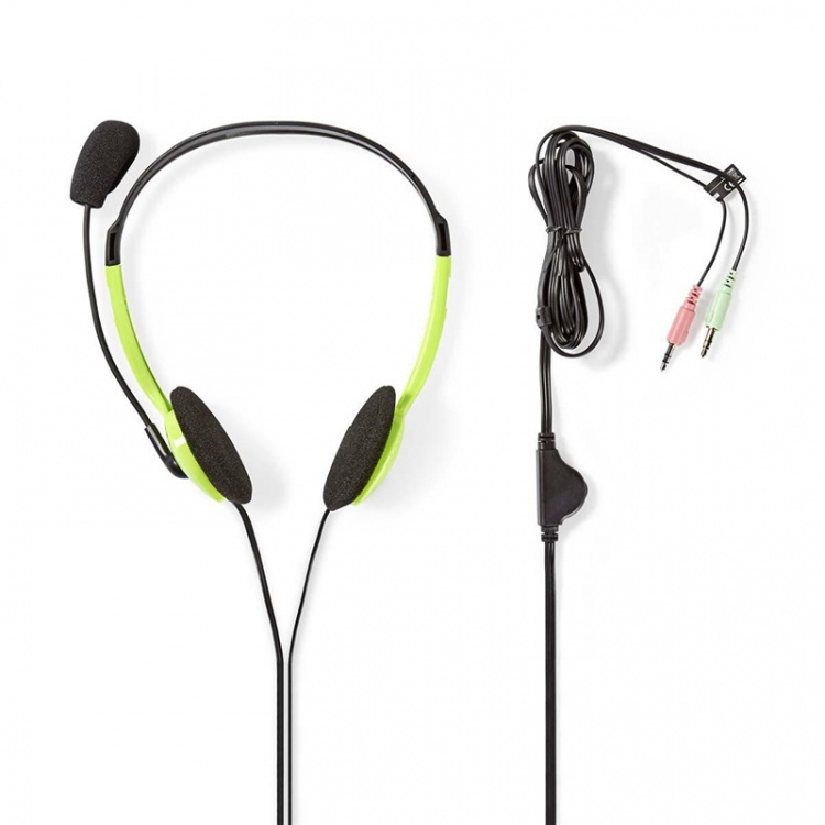Nedis PC Headset | On-Ear | Stereo | 2x 3.5 mm | Fold-Away Microphone | Green