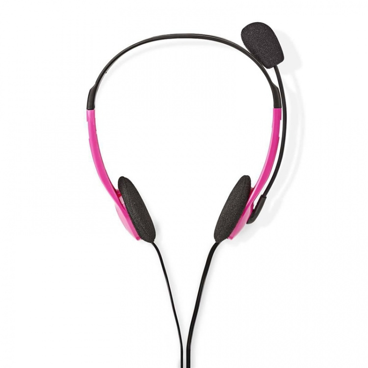 Nedis PC Headset | On-Ear | Stereo | 2x 3.5 mm | Fold-Away Microphone | Pink