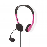 Nedis PC Headset | On-Ear | Stereo | 2x 3.5 mm | Fold-Away Microphone | Pink