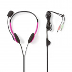 Nedis PC Headset | On-Ear | Stereo | 2x 3.5 mm | Fold-Away Microphone | Pink