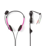 Nedis PC Headset | On-Ear | Stereo | 2x 3.5 mm | Fold-Away Microphone | Pink