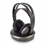 Nedis Wireless TV Headphones | RF, frequency 868 Mhz | Over-Ear | Battery play time: 11 hrs | 100 m | Digital Audio | Charging dock | Black / Silver