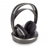 Nedis Wireless TV Headphones | RF, frequency 868 Mhz | Over-Ear | Battery play time: 11 hrs | 100 m | Digital Audio | Charging dock | Black / Silver