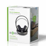 Nedis Wireless TV Headphones | RF, frequency 868 Mhz | Over-Ear | Battery play time: 11 hrs | 100 m | Digital Audio | Charging dock | Black / Silver