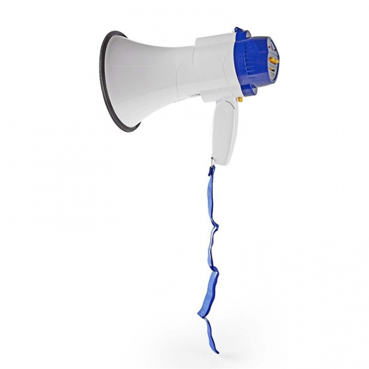 Nedis Megaphone | Maximum range: 250 m | Volume control: 115 dB | Built-In Microphone | Built-in siren | Recording function | Blue / White Nedis Megaphone | Maximum range: 250 m | Volume control: 115 dB | Built-In Microphone | Built-in siren | Recording function | Blue / White