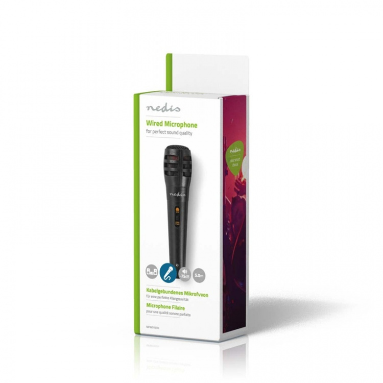 Nedis Wired Microphone | Cardioid | Detachable Cable | 5.00 m | 80 Hz - 12 kHz | 600 Ohm | -75 dB | On/Off switch | Travel case included | ABS / Aluminium | Black Nedis Wired Microphone | Cardioid | Detachable Cable | 5.00 m | 80 Hz - 12 kHz | 600 Ohm | -75 dB | On/Off switch | Travel case included | ABS / Aluminium | Black