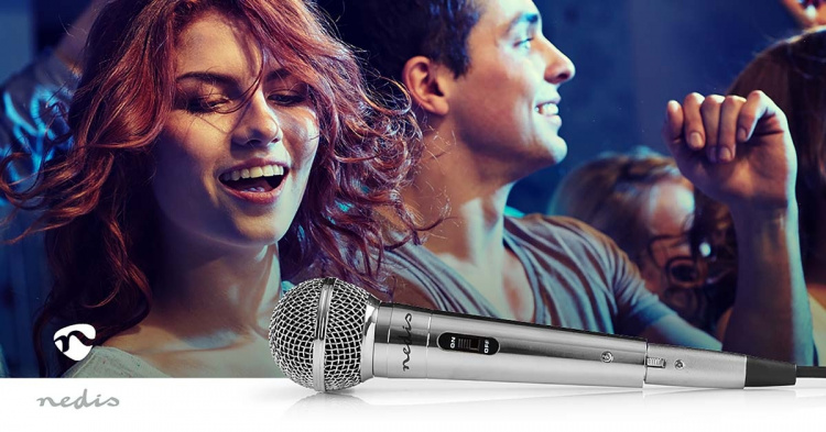 Nedis Wired Microphone | Cardioid | Detachable Cable | 5.00 m | 80 Hz - 13 kHz | 600 Ohm | -72 dB | On/Off switch | Metal | Silver