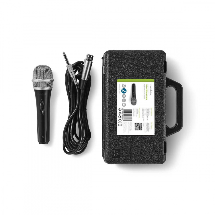 Nedis Wired Microphone | Cardioid | Detachable Cable | 5.00 m | 50 Hz - 15 kHz | 600 Ohm | -72 dB | On/Off switch | Travel case included | ABS / Aluminium | Black / Grey