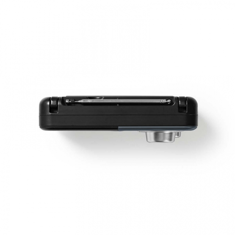 Nedis FM Radio | Portable Design | FM | Battery Powered / Mains Powered | Analogue | 2.4 W | Black White Screen | Headphone output | IP20 | Handle | Black / Grey