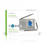 Nedis World Receiver Radio | Portable Design | AM / FM / SW | Battery Powered / Mains Powered | Digital | 1.5 W | Headphone output | Alarm clock | Sleep timer | Grey Nedis World Receiver Radio | Portable Design | AM / FM / SW | Battery Powered / Mains Powered | Digital | 1.5 W | Headphone output | Alarm clock | Sleep timer | Grey