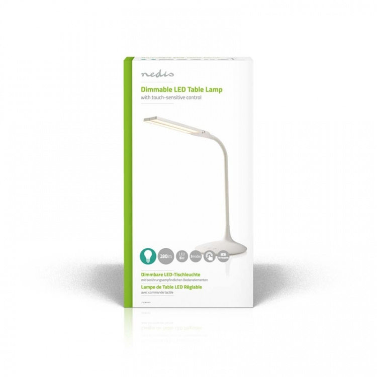 Nedis LED Desk Lamp | Dimmable | 280 lm | Rechargeable | Touch Function | White