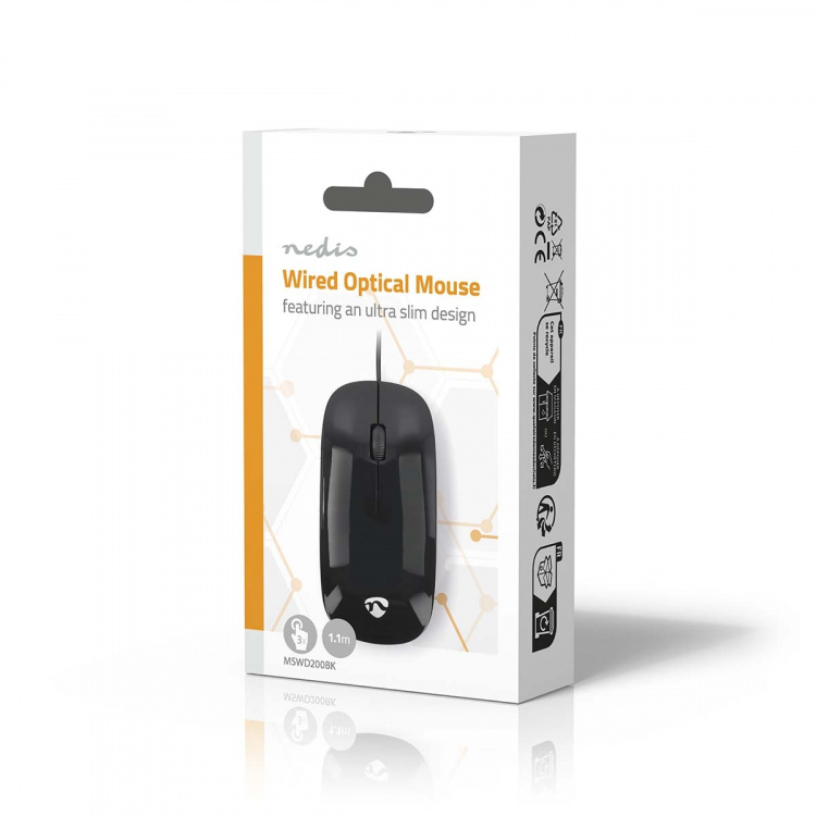 Nedis Mouse | Wired | 1000 dpi | Number of buttons: 3 | Both Handed Nedis Mouse | Wired | 1000 dpi | Number of buttons: 3 | Both Handed