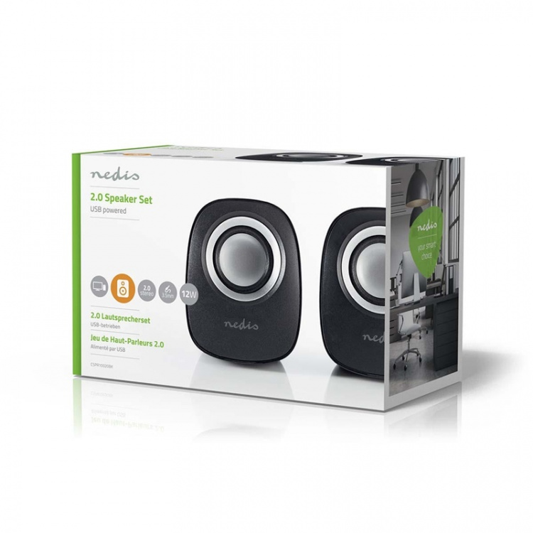 Nedis PC Speaker | 2.0 | 12 W | 3.5 mm Male | USB Powered | Volume control Nedis PC Speaker | 2.0 | 12 W | 3.5 mm Male | USB Powered | Volume control