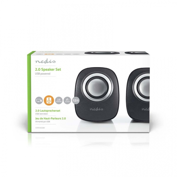 Nedis PC Speaker | 2.0 | 12 W | 3.5 mm Male | USB Powered | Volume control Nedis PC Speaker | 2.0 | 12 W | 3.5 mm Male | USB Powered | Volume control