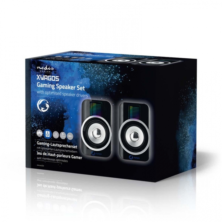 Nedis Gaming Speaker | Speaker channels: 2.0 | USB Powered | 3.5 mm Male | 30 W | RGB | Volume control