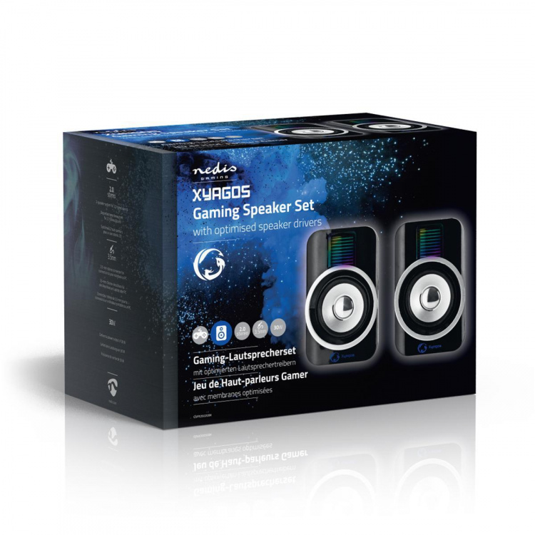 Nedis Gaming Speaker | Speaker channels: 2.0 | USB Powered | 3.5 mm Male | 30 W | RGB | Volume control