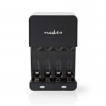 Nedis NiMH Battery Charger AA / AAA | 1.2 V DC | Trickle charging | Type C (CEE 7/16) | Battery type: AA / AAA | Black / White Nedis NiMH Battery Charger AA / AAA | 1.2 V DC | Trickle charging | Type C (CEE 7/16) | Battery type: AA / AAA | Black / White