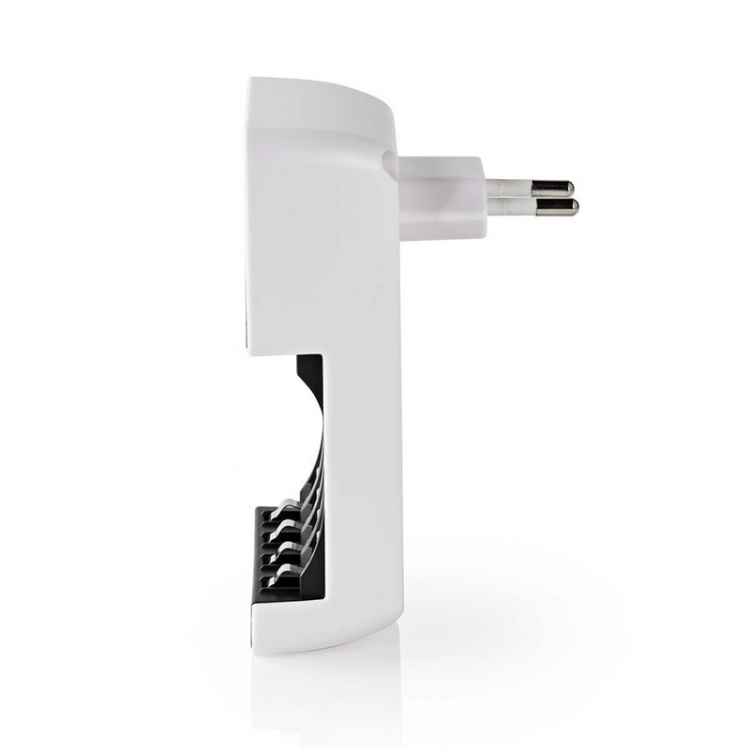 Nedis NiMH Battery Charger AA / AAA | 1.2 V DC | Trickle charging | Type C (CEE 7/16) | Battery type: AA / AAA | Black / White Nedis NiMH Battery Charger AA / AAA | 1.2 V DC | Trickle charging | Type C (CEE 7/16) | Battery type: AA / AAA | Black / White