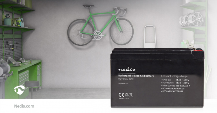 Nedis Battery | Lead-Acid | Rechargeable | 12 V | 9000 mAh