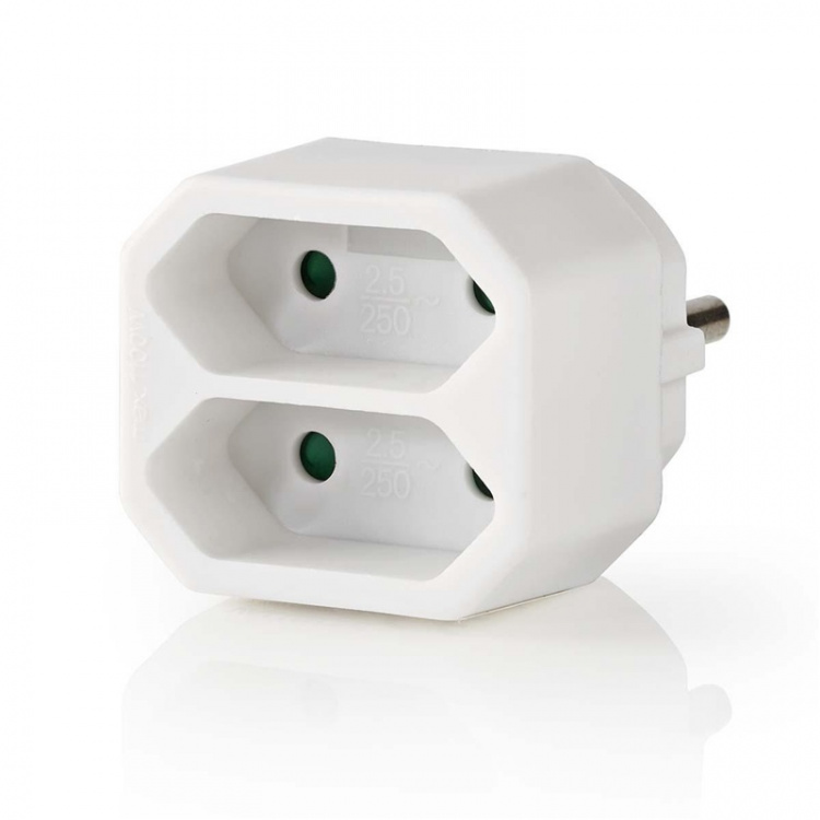 Nedis Power Socket Splitter | Type F (CEE 7/7) | 250 V AC 50 Hz | Type C (CEE 7/16) | 250 V AC 50/60 Hz | 2.5 A | 1100 W | White Nedis Power Socket Splitter | Type F (CEE 7/7) | 250 V AC 50 Hz | Type C (CEE 7/16) | 250 V AC 50/60 Hz | 2.5 A | 1100 W | White