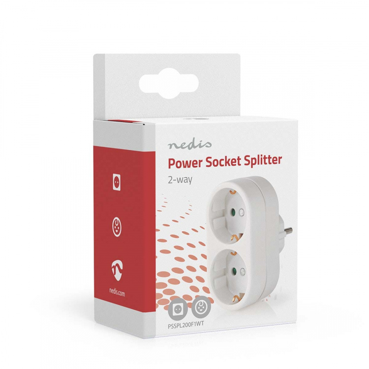 Nedis Power Socket Splitter | Type F (CEE 7/7) | 250 V AC 50 Hz | Type F (CEE 7/7) | 250 V AC 50/60 Hz | 16.0 A | 3500 W | White