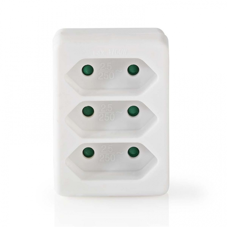 Nedis Power Socket Splitter | Type F (CEE 7/7) | 250 V AC 50 Hz | Type C (CEE 7/16) | 250 V AC 50/60 Hz | 2.5 A | 1700 W | White