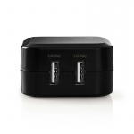 Nedis Wall Charger | Quick charge feature | 2x 2.4 A | Number of outputs: 2 | 2x USB-A | No Cable Included | Single Voltage Output | Black
