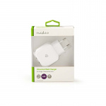 Nedis Wall Charger | Quick charge feature | 2x 2.4 A | Number of outputs: 2 | 2x USB-A | No Cable Included | Single Voltage Output | White
