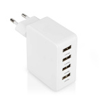 Nedis Wall Charger | 2x 1.0 A / 2x 2.4 A | Number of outputs: 4 | Port type: 4x USB-A | No Cable Included | 24 W | Single Voltage Output