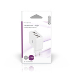 Nedis Wall Charger | 2x 1.0 A / 2x 2.4 A | Number of outputs: 4 | Port type: 4x USB-A | No Cable Included | 24 W | Single Voltage Output