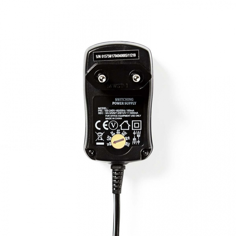 Nedis Universal AC Power Adapter | 7.20 W | 3 - 12 V DC | 1.80 m | 1.0 A | 6 plug(s) | Black Nedis Universal AC Power Adapter | 7.20 W | 3 - 12 V DC | 1.80 m | 1.0 A | 6 plug(s) | Black