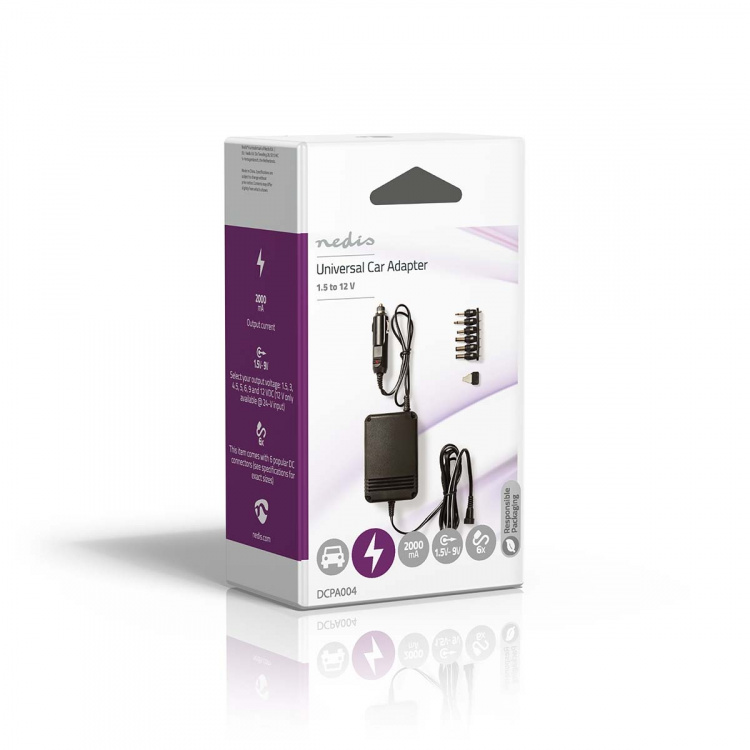 Nedis Universal DC/DC Power Adapter | Car Adapter | 24 W | Input voltage: 12 V DC / 24 V DC | 1.5 / 3 / 4.5 / 6 / 7.5 / 9 / 12 V DC | Maximum output current per port: 2.0 A | Black Nedis Universal DC/DC Power Adapter | Car Adapter | 24 W | Input voltage: 12 V DC / 24 V DC | 1.5 / 3 / 4.5 / 6 / 7.5 / 9 / 12 V DC | Maximum output current per port: 2.0 A | Black