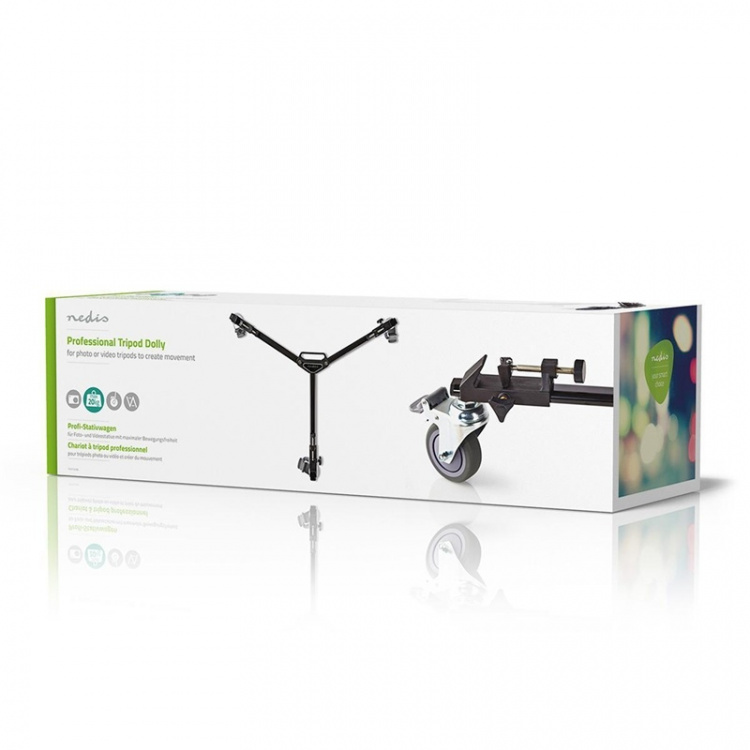 Nedis Tripod Dolly | Maximum load capacity: 20.0 kg | Tripod diameter range: 29.0 mm | Travel bag included | Leg locks | Aluminium | Black Nedis Tripod Dolly | Maximum load capacity: 20.0 kg | Tripod diameter range: 29.0 mm | Travel bag included | Leg locks | Aluminium | Black