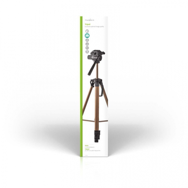 Nedis Tripod | Maximum load capacity: 4.0 kg | Minimum working height: 64.0 cm | Maximum working height: 161.0 cm | 2 Segments | Pan & Tilt | Travel bag included | ABS / Aluminium | Black / Bronze